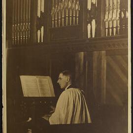 St Mary's New Plymouth organist Renaud at the organ