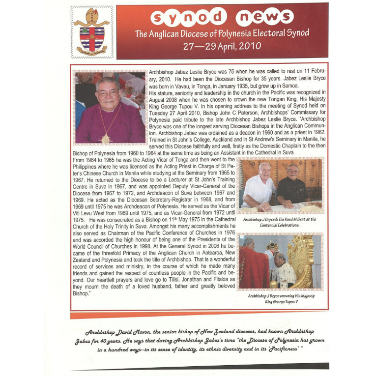 Diocese of Polynesia Synod News