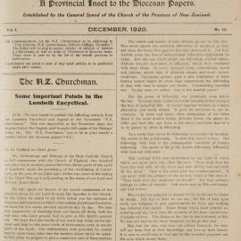 Church Gazette, Auckland: December 1920 Supplement