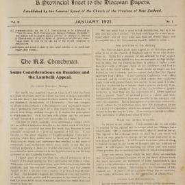 Church Gazette, Auckland: January 1921 Supplement