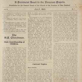 Church Gazette, Auckland: July 1921 Supplement