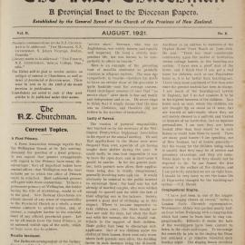 Church Gazette, Auckland: August 1921 Supplement