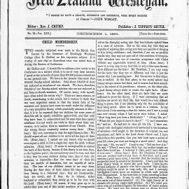 The New Zealand Wesleyan: 1st December 1883