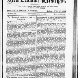 The New Zealand Wesleyan: 1st September 1891