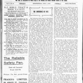The New Zealand Methodist Times: 3rd April 1915