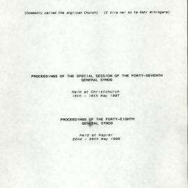 Proceedings of the General Synod: 47th Special & 48th General Synod 1987-1988
