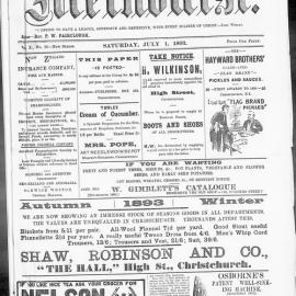 The New Zealand Methodist Times: 1st July 1893