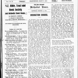 The New Zealand Methodist Times: 11th March 1911