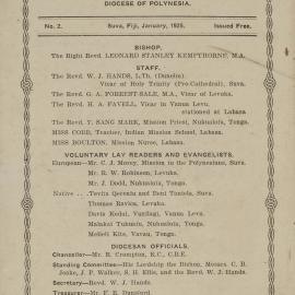 Church Gazette, Polynesia: January 1925