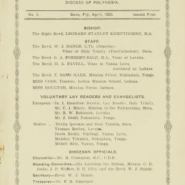 Church Gazette, Polynesia: April 1925