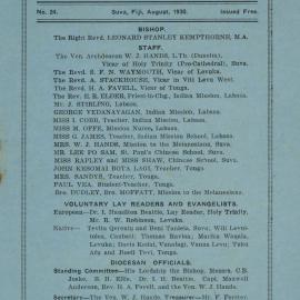Church Gazette, Polynesia: August 1930