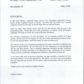 Anglican Historical Society: May 2002 - Newsletter 22