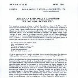 Anglican Historical Society: April 2005 - Newsletter 30
