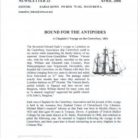 Anglican Historical Society: April 2006 - Newsletter 33