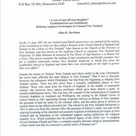 Anglican Historical Society: December 2007 - Newsletter 38