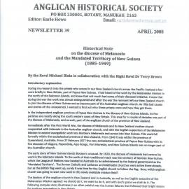 Anglican Historical Society: April 2008 - Newsletter 39