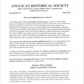 Anglican Historical Society: July 2011 - Newsletter 47