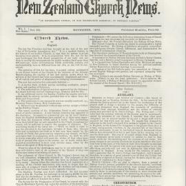 The New Zealand Church News: Issue 1, November 1872