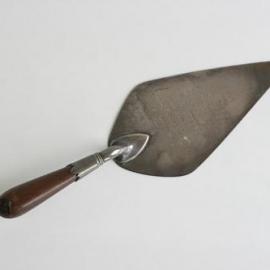 Silver trowel, with wooden handle