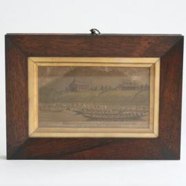 Framed drawing of Wesleyan Mission station at Waingaroa