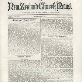 The New Zealand Church News: Issue 1, November 1877