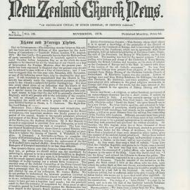 The New Zealand Church News: Issue 01, November 1878