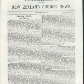 The New Zealand Church News: Issue 1, November 1878 Supplement