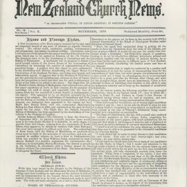 The New Zealand Church News: Issue 1, November 1879