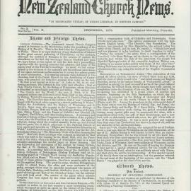 The New Zealand Church News: Issue 2,  December 1879