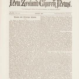 The New Zealand Church News: Issue 22, August 1881