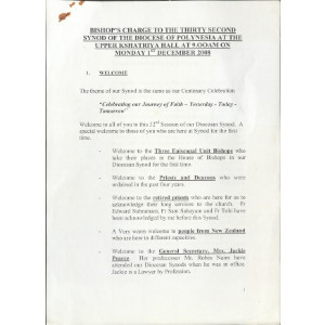 Diocese of Polynesia Bishops' Charges