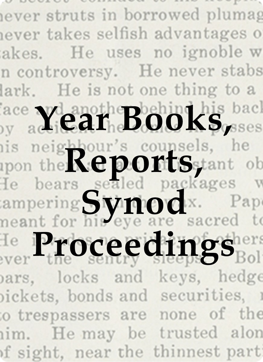 Accounts, Records, Synod Proceedings